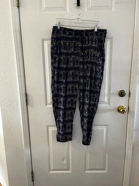 Magic Woman's Plus-Size Purple Animal Print Casual Vacation Summer Pants Sz 2x